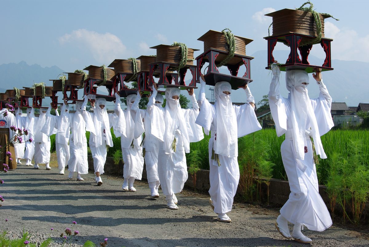 Traditional rice planting festival at Aso Shrine