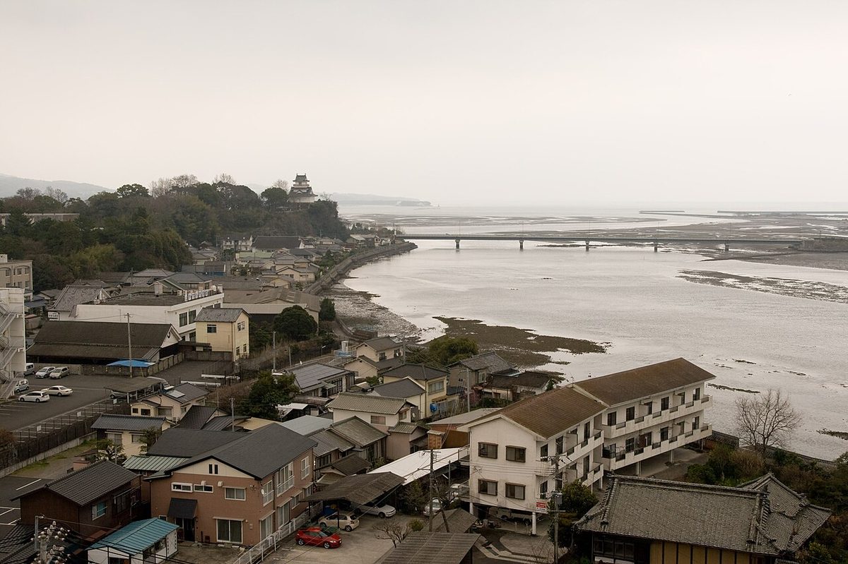 Traditional merchant street in the valley of Kitsuki castle town