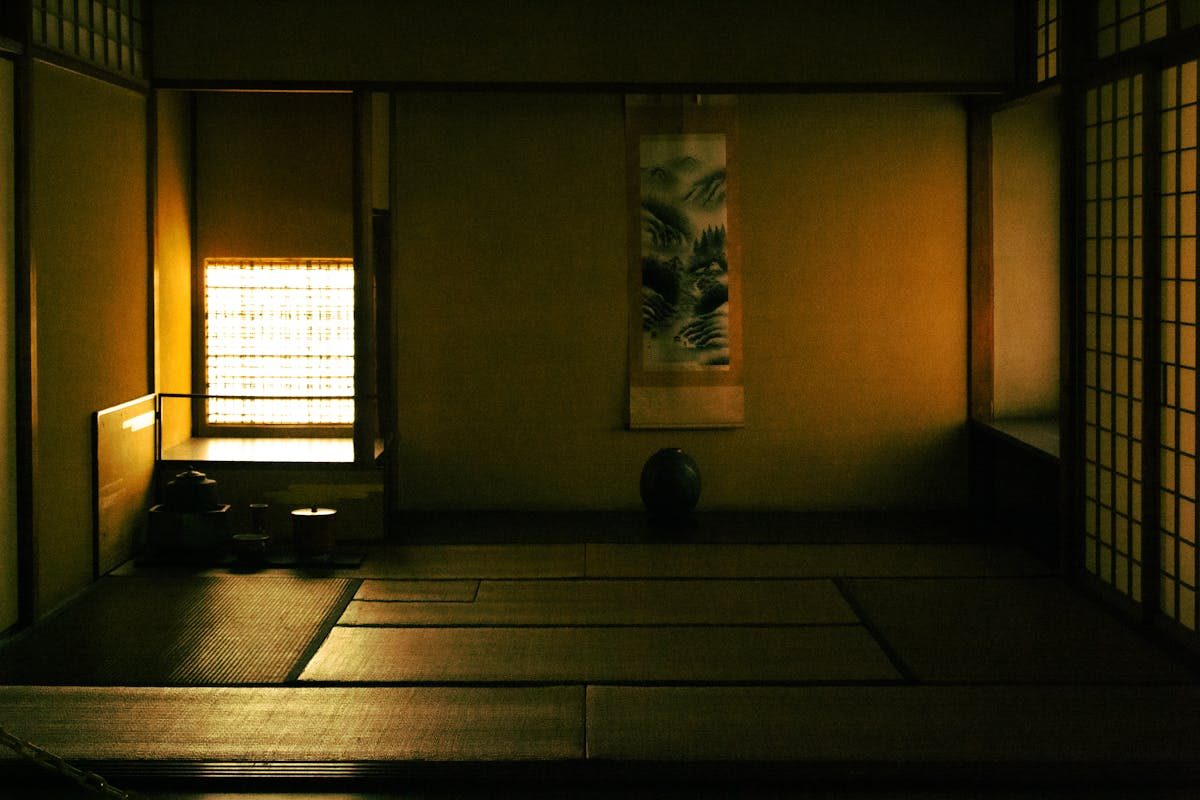 Traditional Japanese tatami room with soft natural light