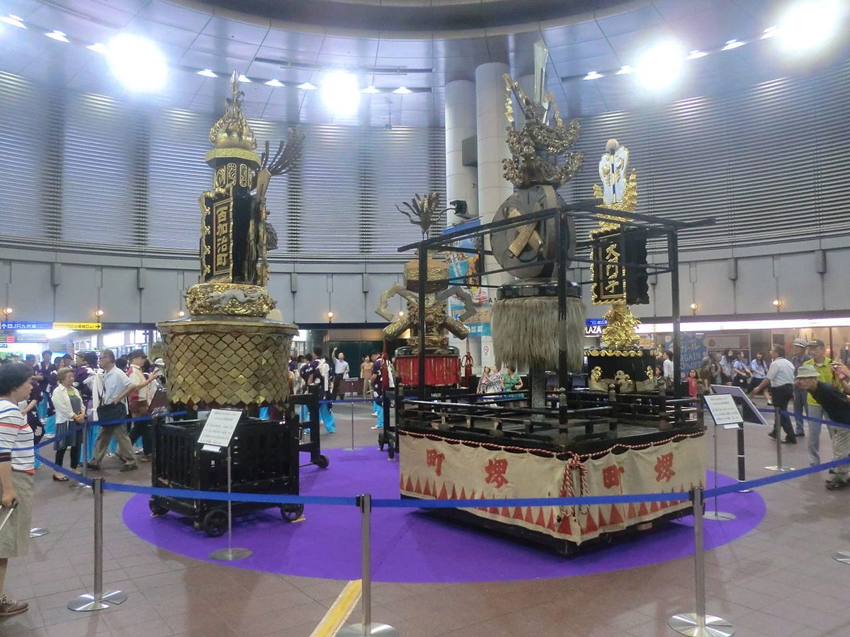 An old decorated dashi cart from the Kokura Gion Daiko festival