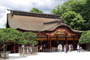 The main hall of Dazaifu Tenmangu shrine, built over the grave of Sugawara Michizane