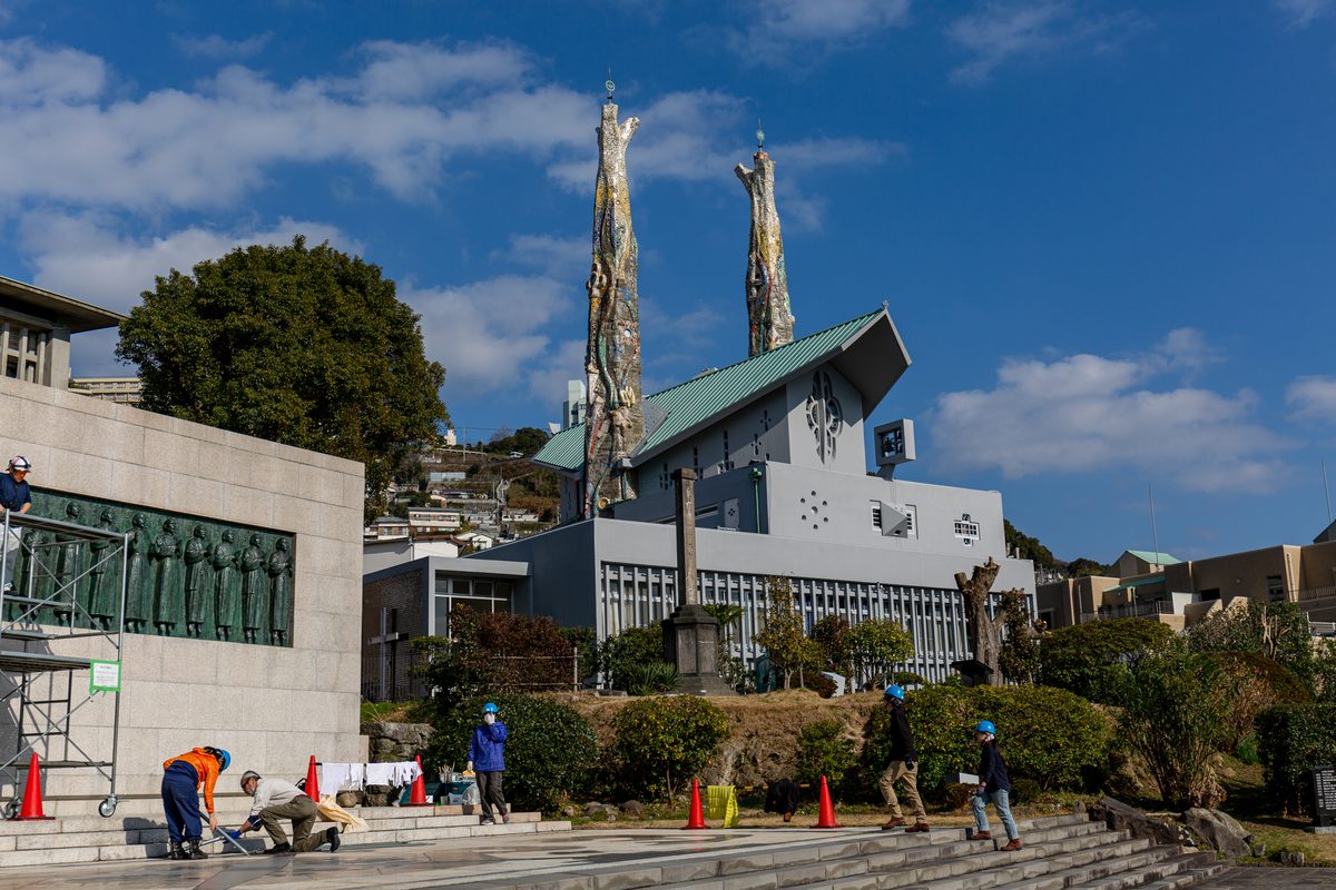 The Twenty-Six Martyrs Museum and monument on Nishizaka Hill in Nagasaki