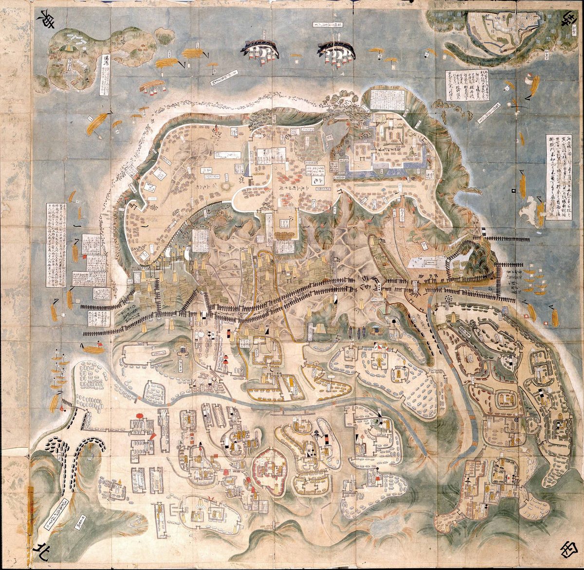 Historical map of the Shimabara Rebellion battles, 17th century